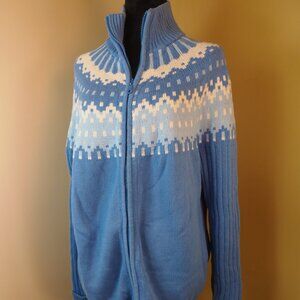 Covington Vintage 20/22W Full Zip Nordic Fair Isle Cardigan Plus‎ Size